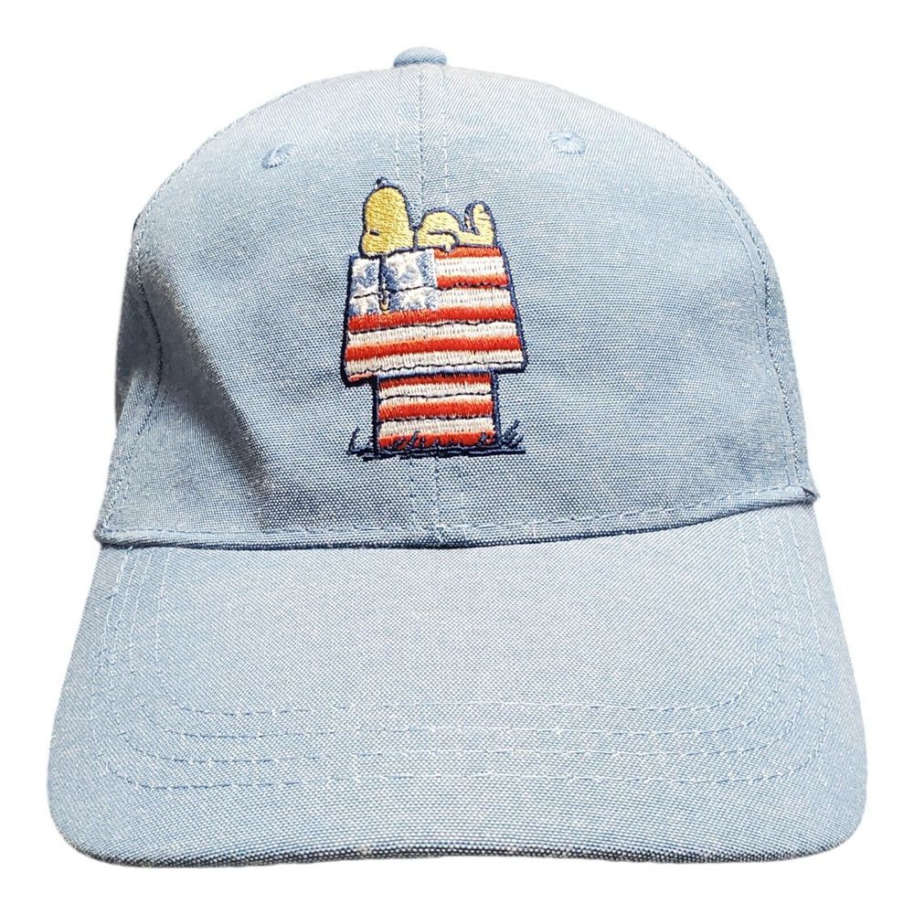 Peanuts Strapback Hat Unisex Blue OSFM Embroidered‎ Patriotic Snoopy Logo